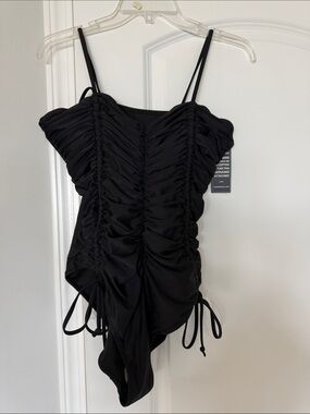 Black Ruched One-Piece Swimsuit XXL